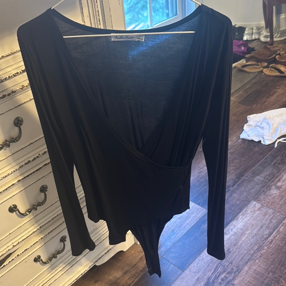 Another Love Black V-Neck Bodysuit